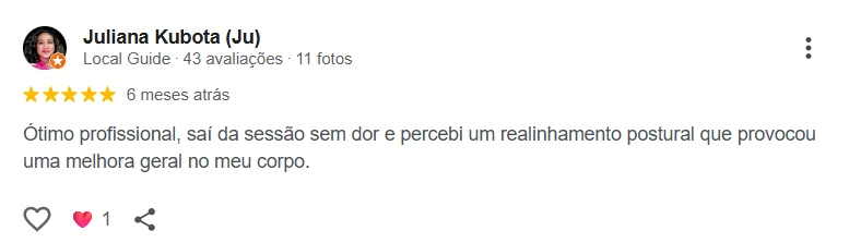 Avaliação Google — Juliana Kubota